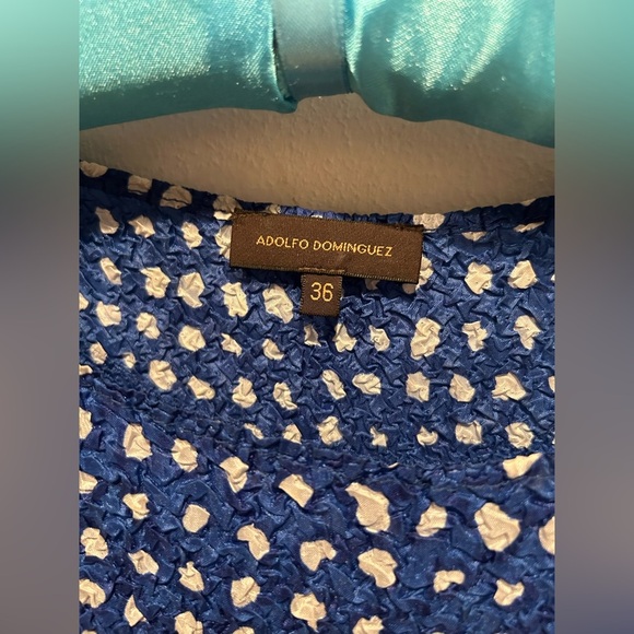 ADOLFO DOMINGUEZ Blue Polka Dot Sleeveless Dress / Size 36 or US 6 / - Picture 6 of 6